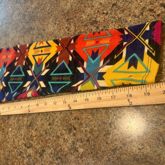 Lularoe Maxi Duster Size XL Tribal Print Blue Multicolor Open Front Long Sleeve - Picture 9 of 11